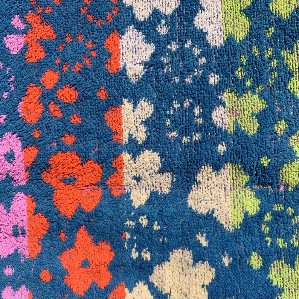 Lowest price! Vintage 70s terrycloth neon floral & striped towel